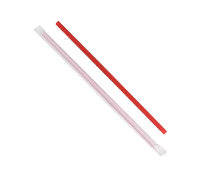 Wrapped 10.25" Giant Red Straw 4 Box/ 300 (1200) - Closeout Korner